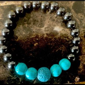 Hematite and turquoise slimming bracelet